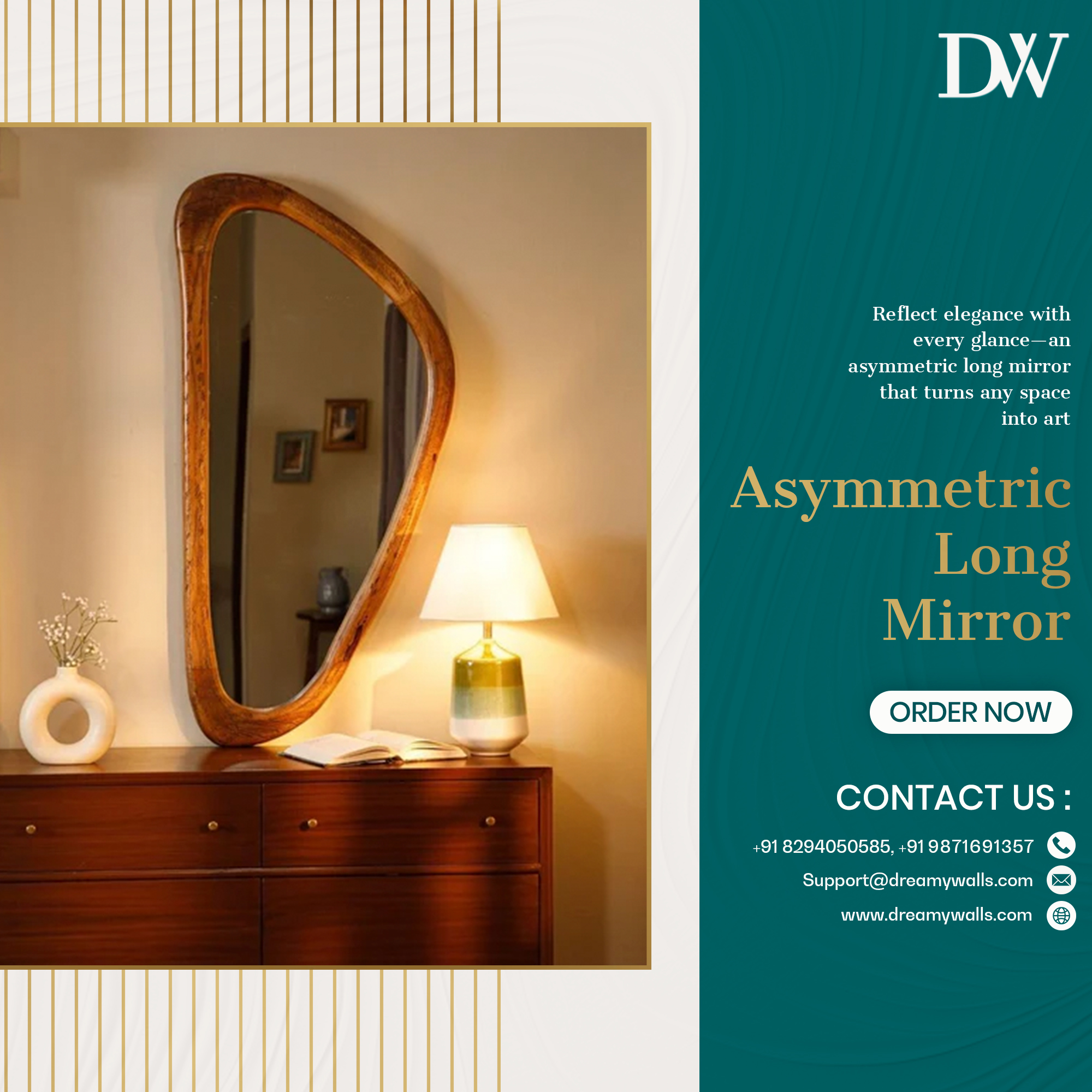 Stylish Asymmetric Long Mirror - Modern Design For Every Space